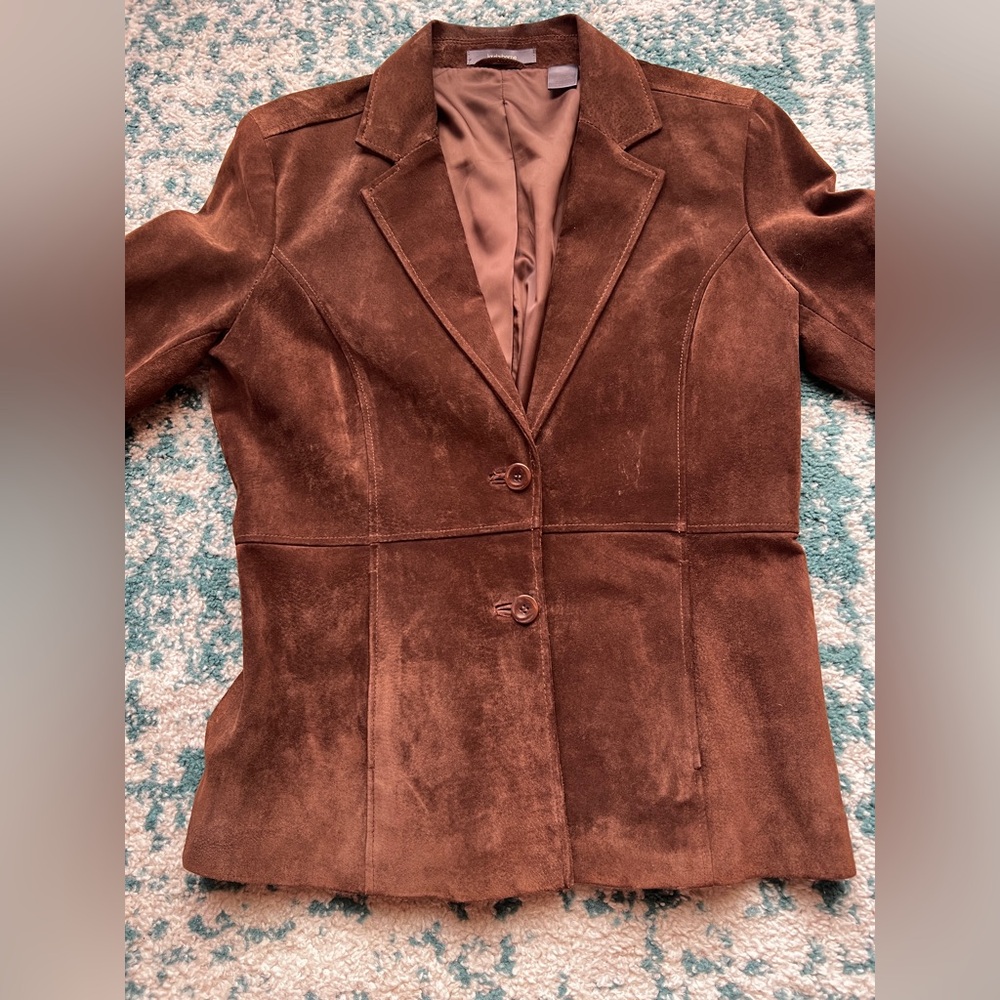 Liz Claiborne Dark Brown 100% Suede Blazer - Picture 2 of 9